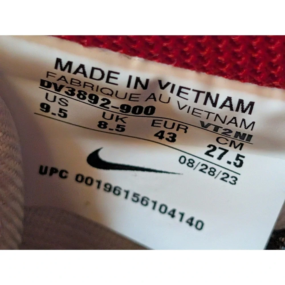 Nike Air Force 1 Low Red White Black DV3892-900 Leather Sneakers Mens 9.5‎ Retro